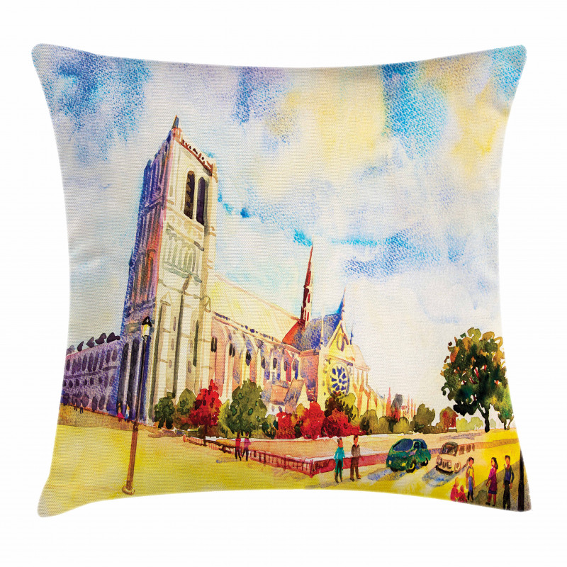 Watercolor Street View Pillow Cover