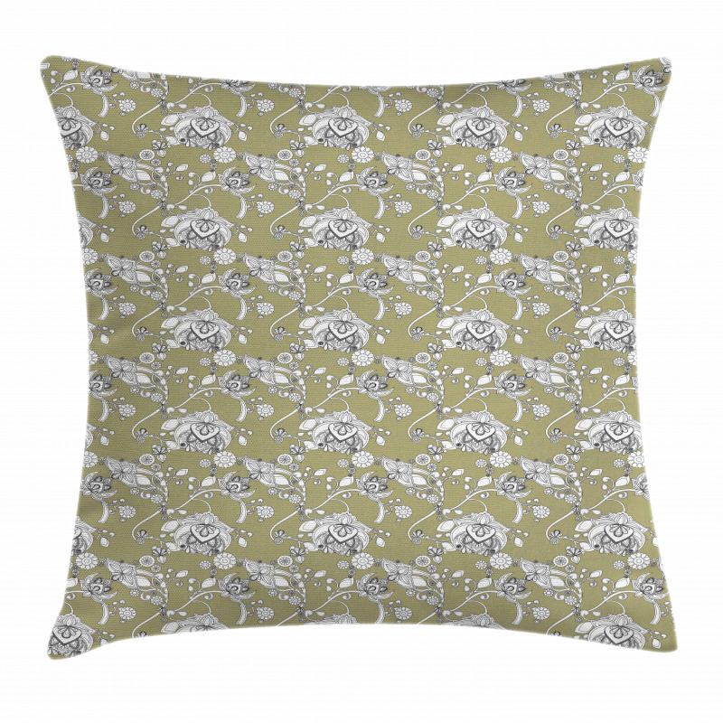 Doodle Style Spring Bloom Pillow Cover