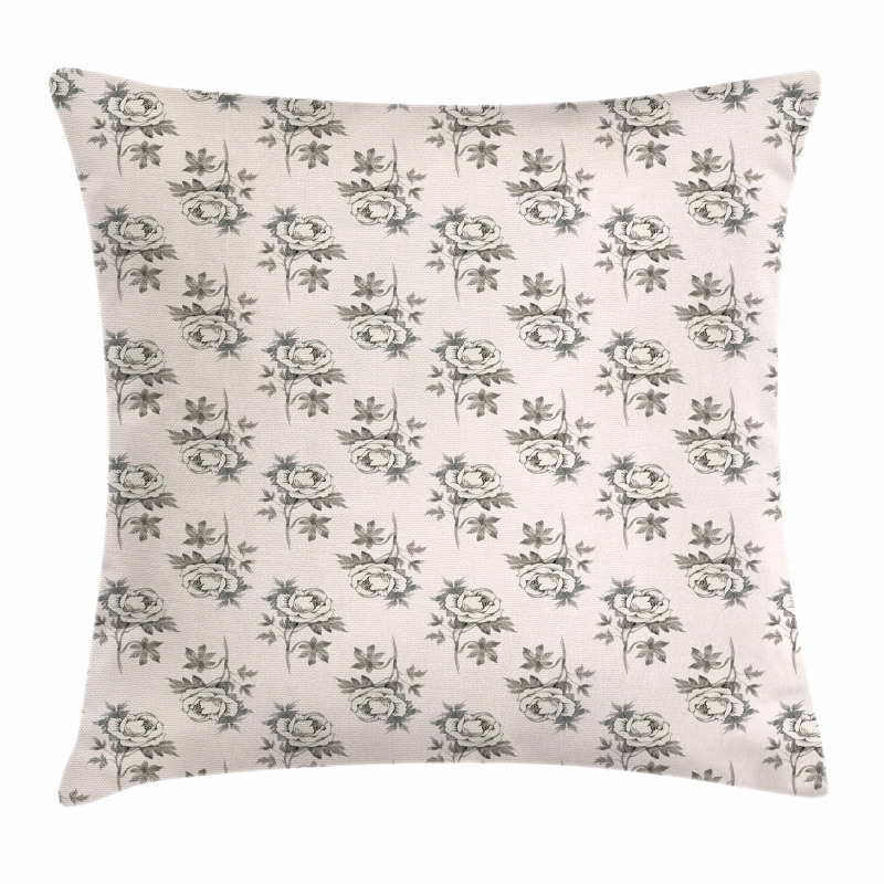 Hand Drawn Romantic Rose Pillow Cover