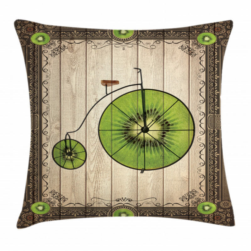 Retro Bike with Fruit Wheels Pillow Cover