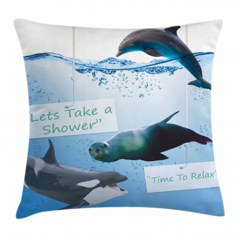 Whale Dolphin and Seal Sea Pillow Cover