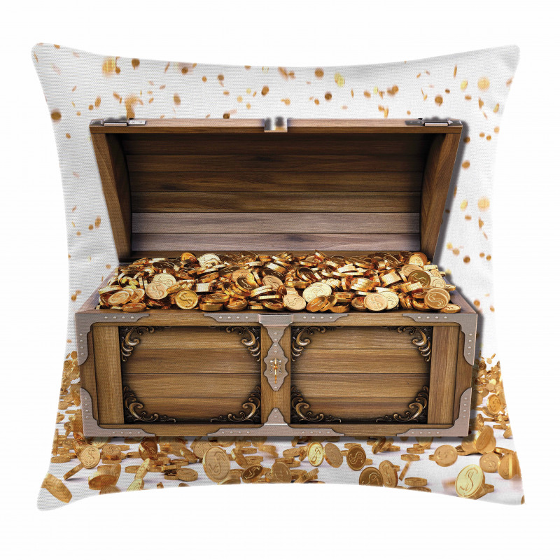 Wealth Themed Gold Coins Pillow Cover