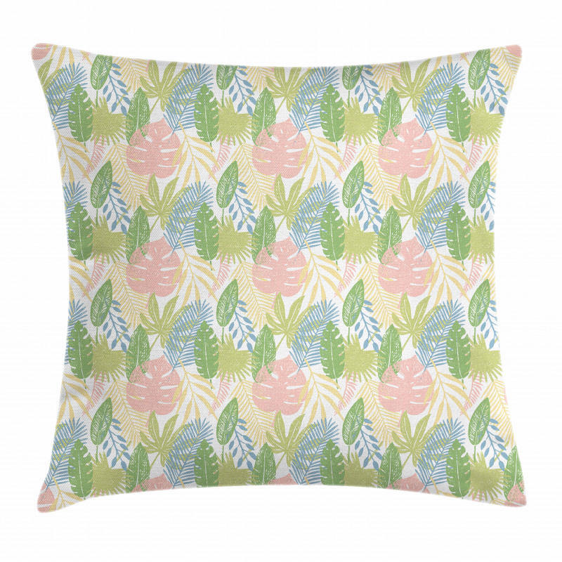 Exotic Pastel Leaves Art Pillow Cover