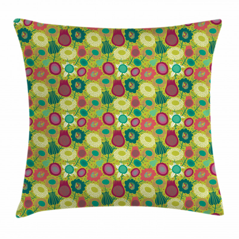 Abstract Vivid Flora Petals Pillow Cover