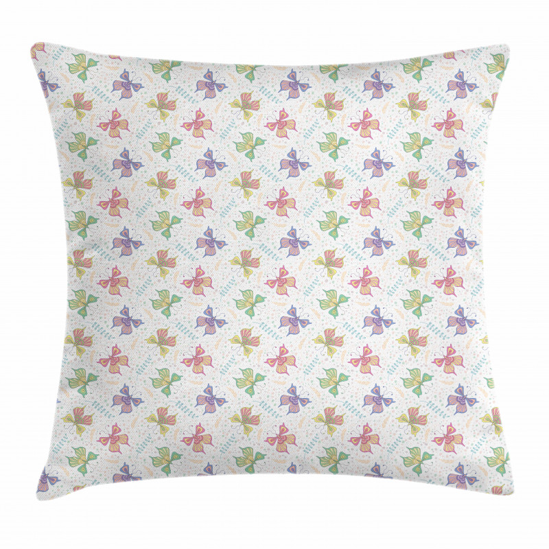 Pastel Colorful Butterflies Pillow Cover