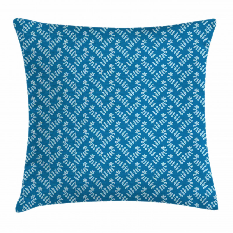 Blue Tone Monochrome Flora Pillow Cover