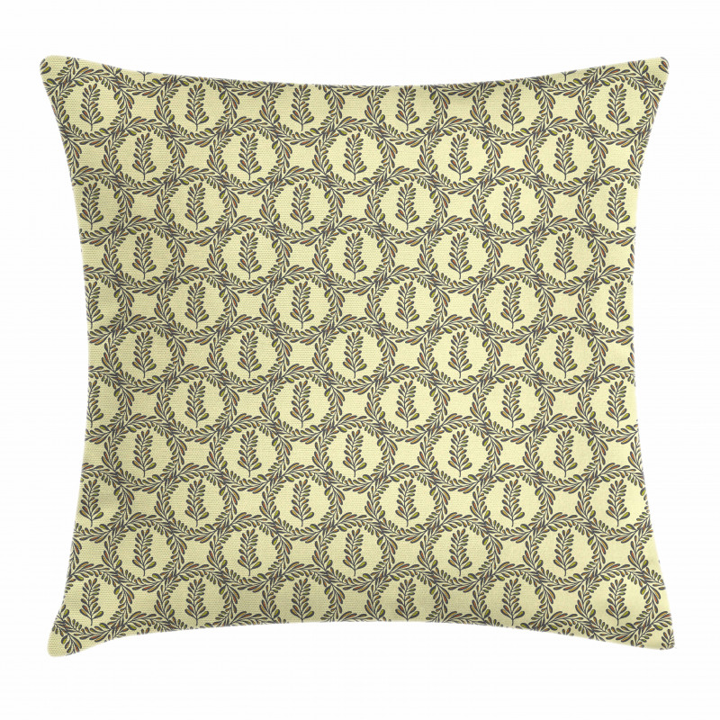 Circle Vivid Leafy Branches Pillow Cover