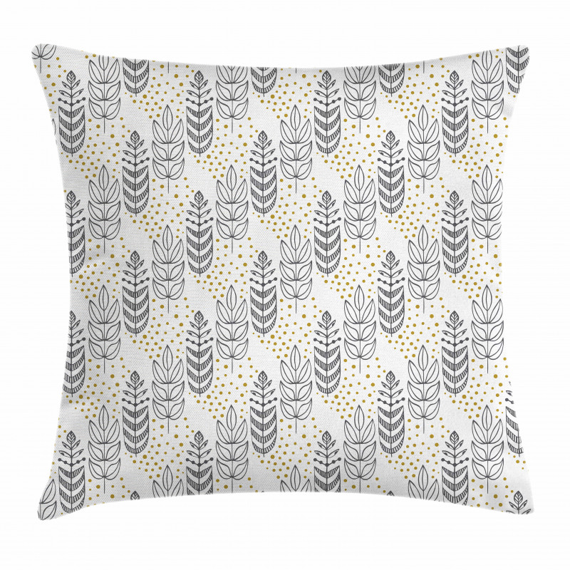 Outline Leaves and Spots Pillow Cover