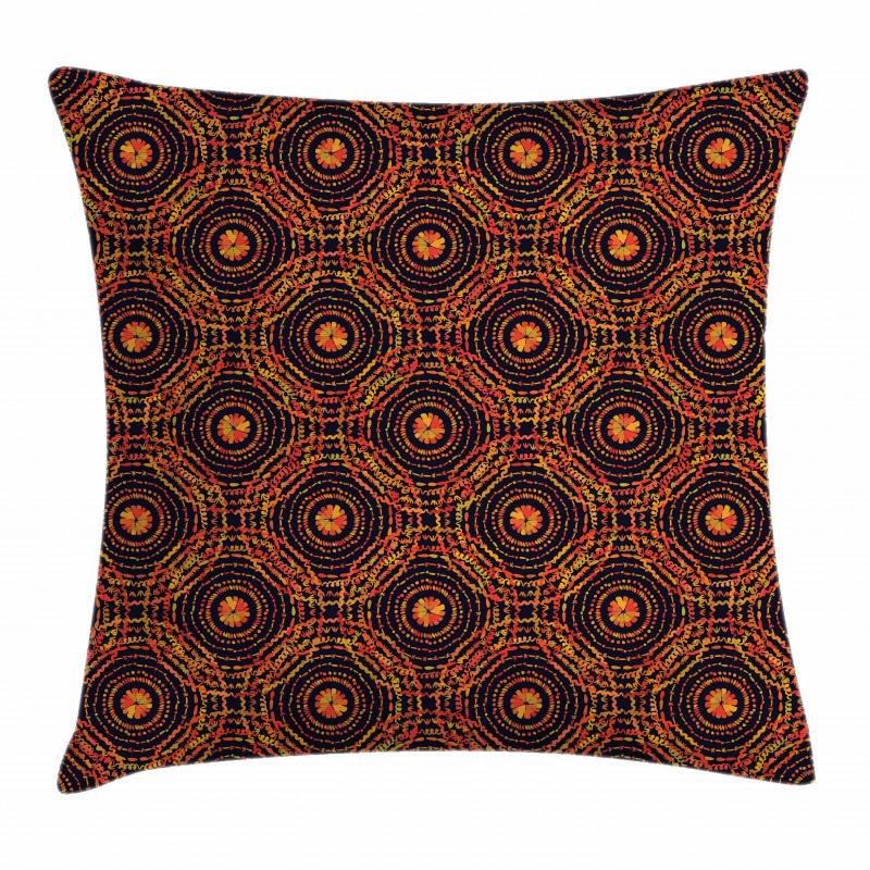 Abstract Circles and Flora Pillow Cover