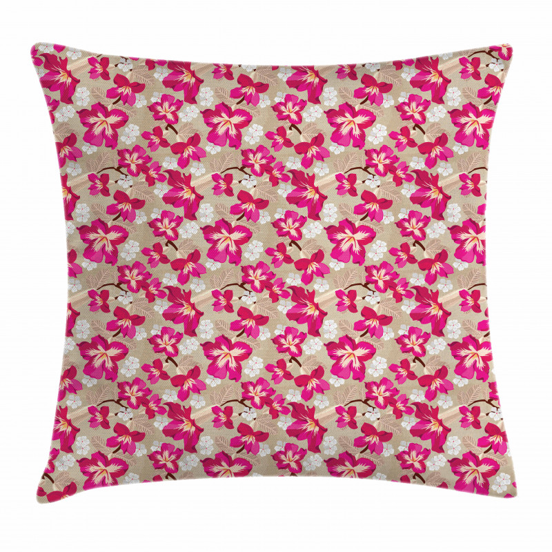 Nostalgic Hibiscus Flowers Pillow Cover