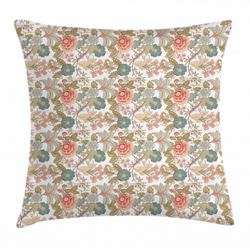 Pastel Vintage Flora Petals Pillow Cover