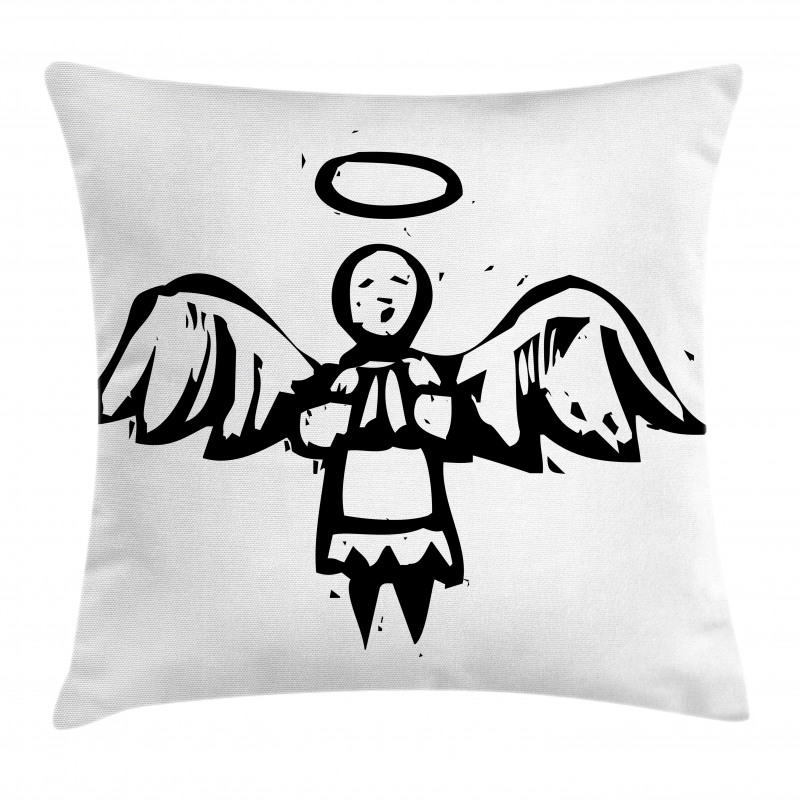 Sketch Style Christmas Angel Pillow Cover