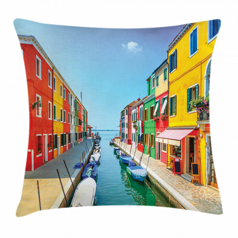 Urban Life with Boats Pillow Cover