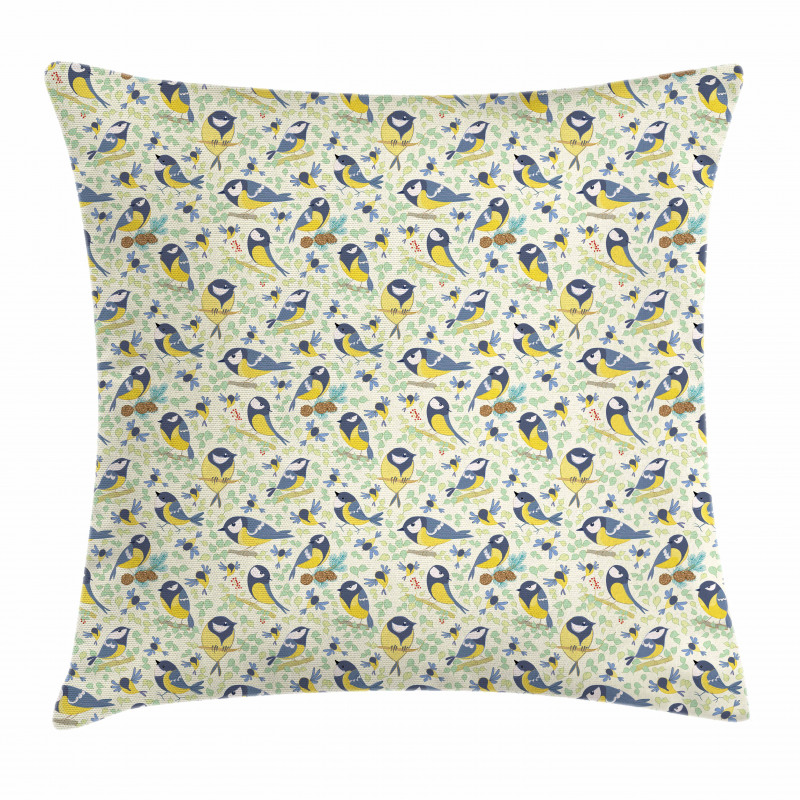 Pine Cones and Leaves Doodle Pillow Cover