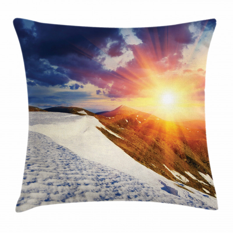 Snowy Sunny Mountains Pillow Cover