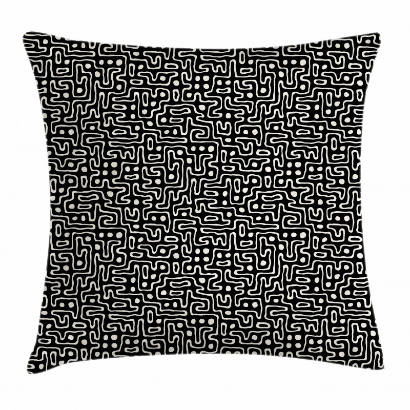 Maze Stripes with Dots Pillow Cover