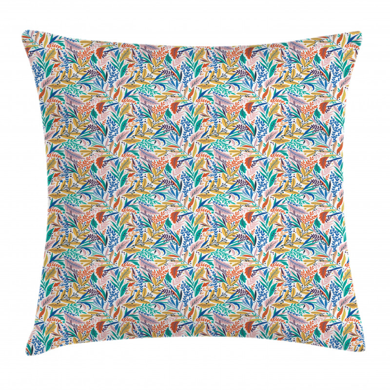 Tropical Doodle Leaves Pillow Cover