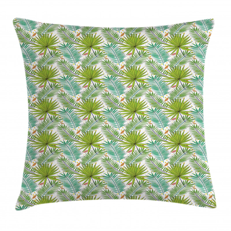 Fern Leaves Sketch Style Pillow Cover