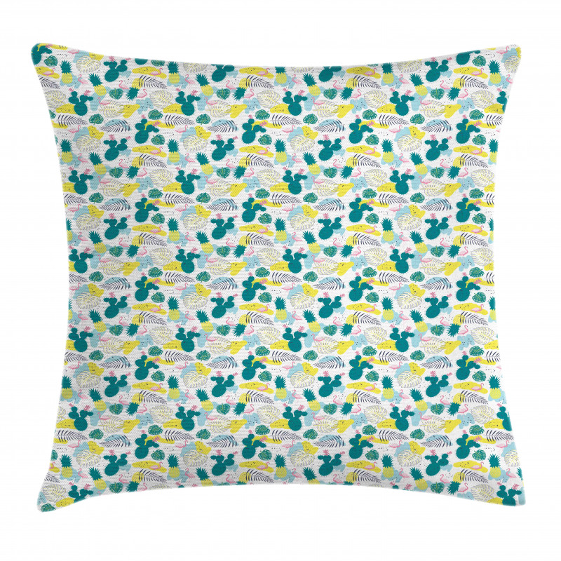 Pineapple Cactus Flamingo Pillow Cover