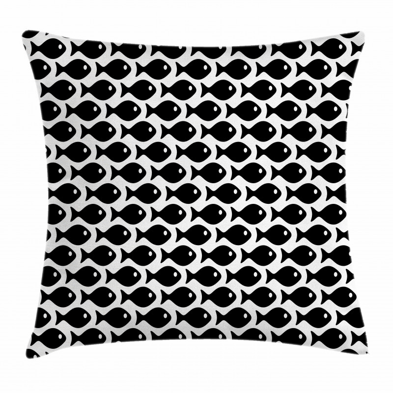 Black and White Fish Pattern Pillow Cover