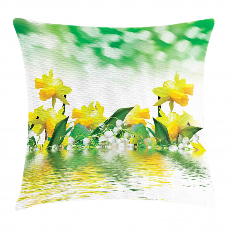 Daffodil Garden Art on Water Pillow Cover