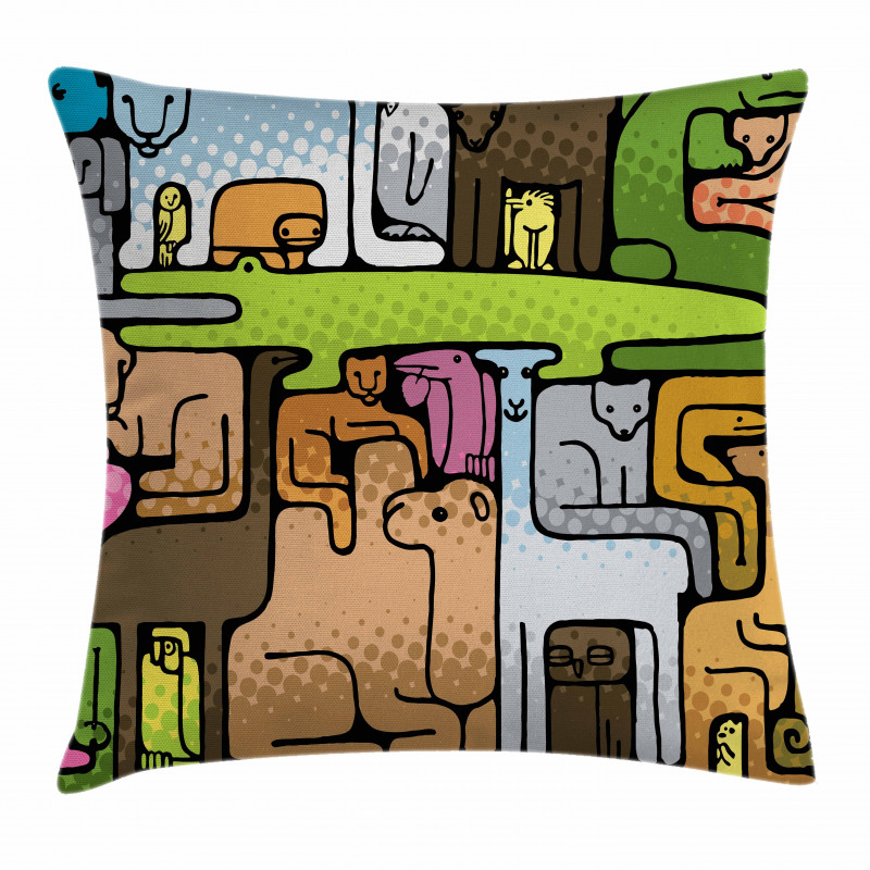 Animal Puzzle Modern Design Pillow Cover