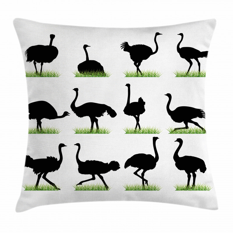 Animal Silhouette Grass Pillow Cover