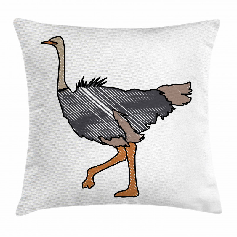 Striped Doodle Style Bird Pillow Cover