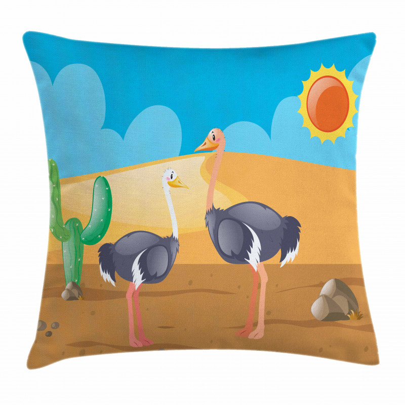 Wild Birds on Desert Cactus Pillow Cover