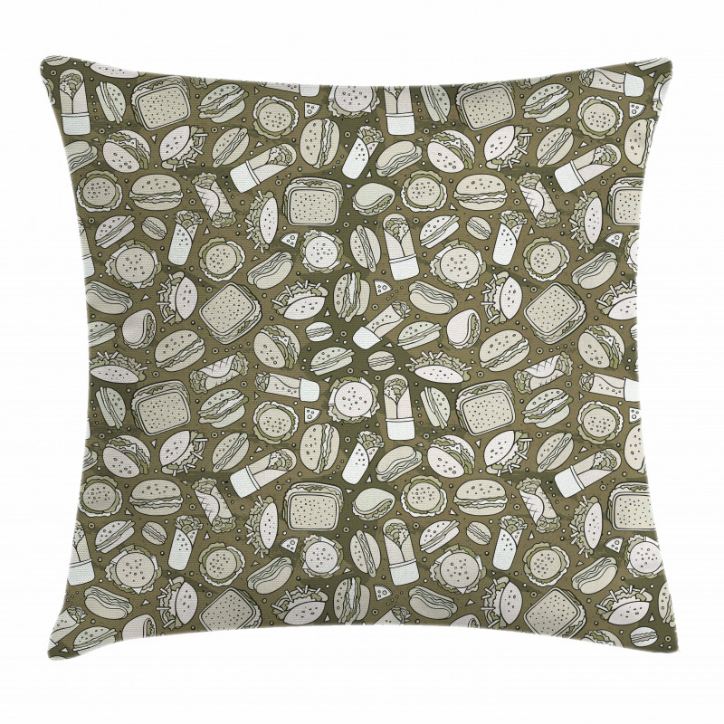 Hand-drawn Food Pattern Pillow Cover