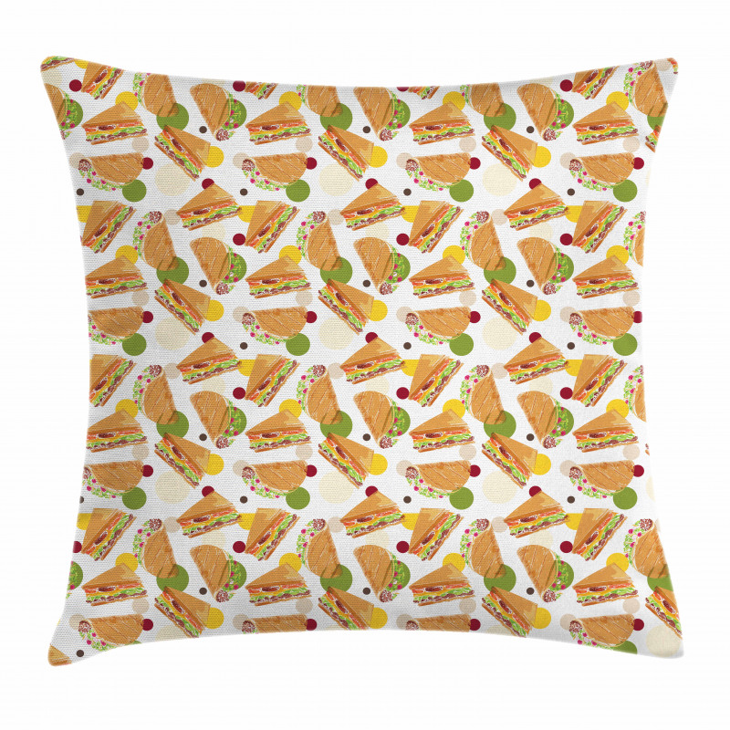 Sandwich and Taco Snacks Pillow Cover