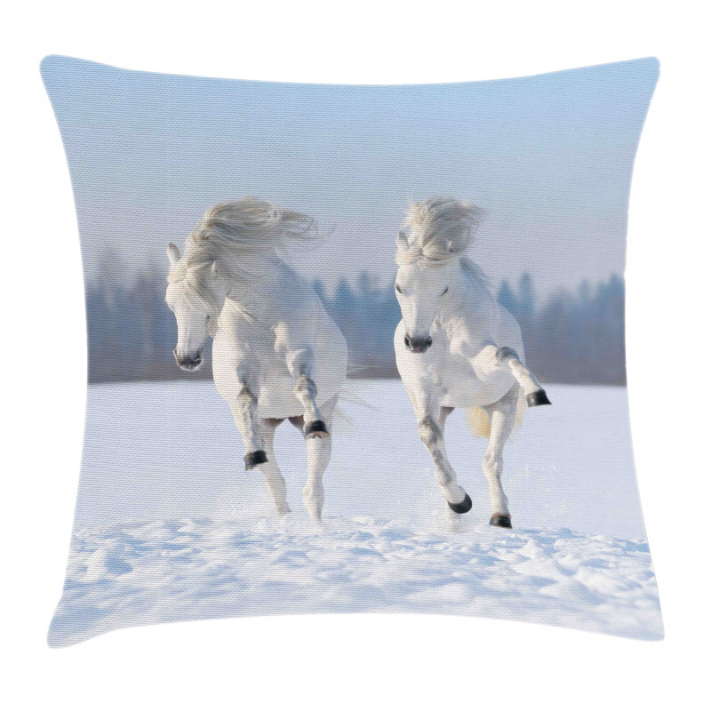 Purebred Horses Wild Pillow Cover