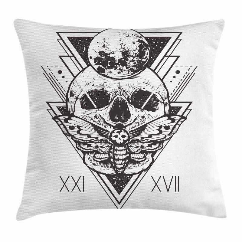 Hipster Tattoo Skull Pillow Cover