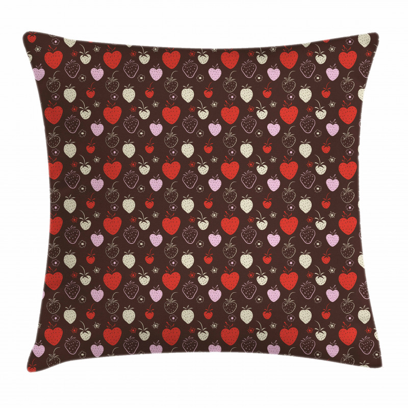 Strawberry Flowers Pillow Cover