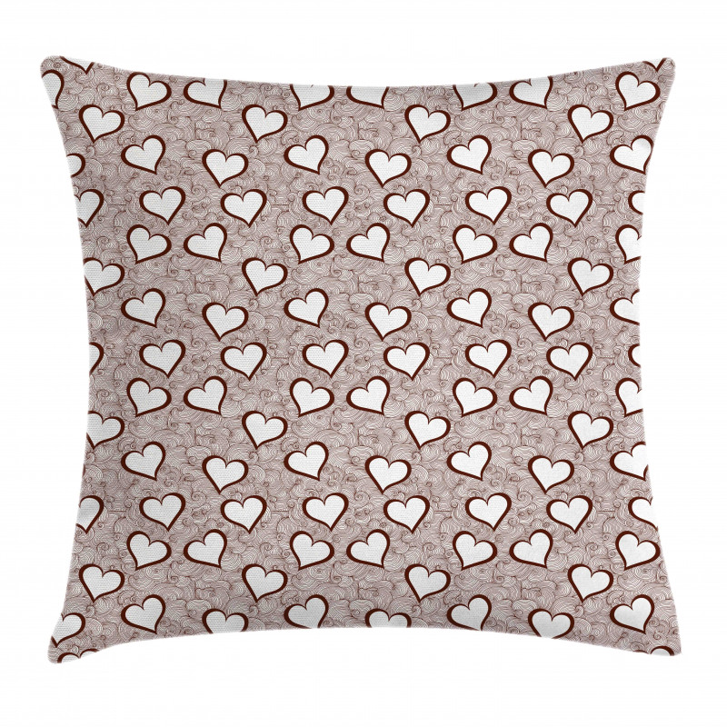 Hearts on Swirls Pillow Cover