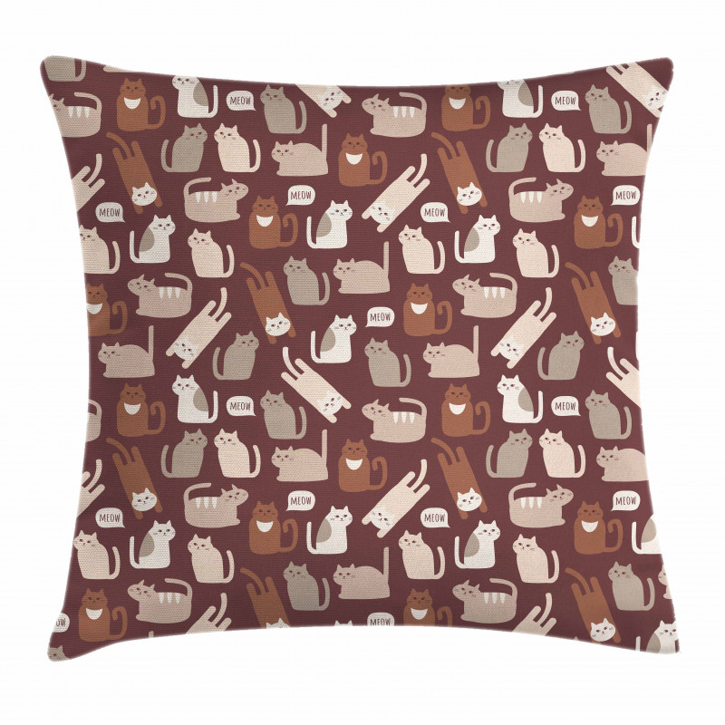 Funny Little Kittens Meow Pillow Cover