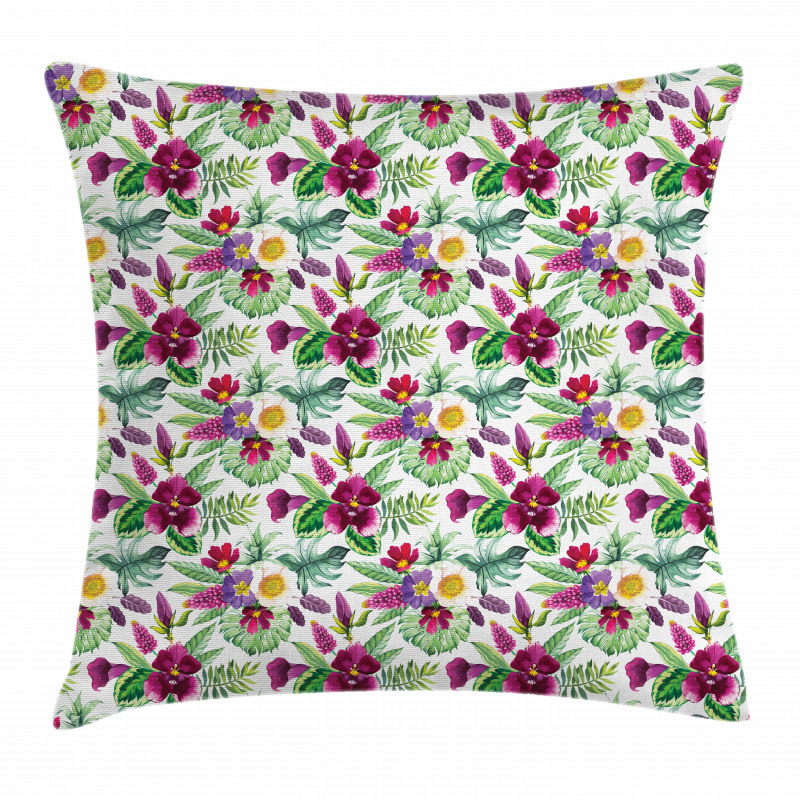 Calla Lily Monstera Leaves Pillow Cover