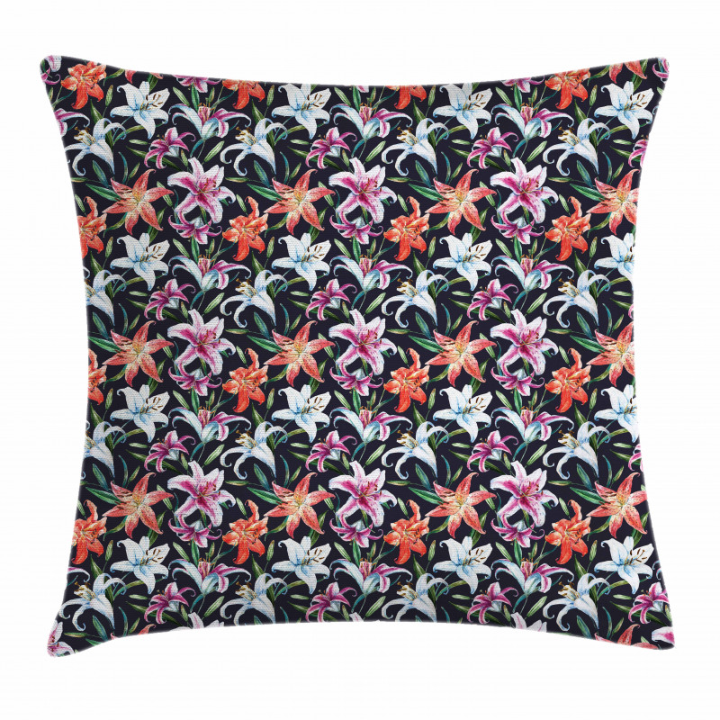 Watercolor Tropical Lilies Pillow Cover
