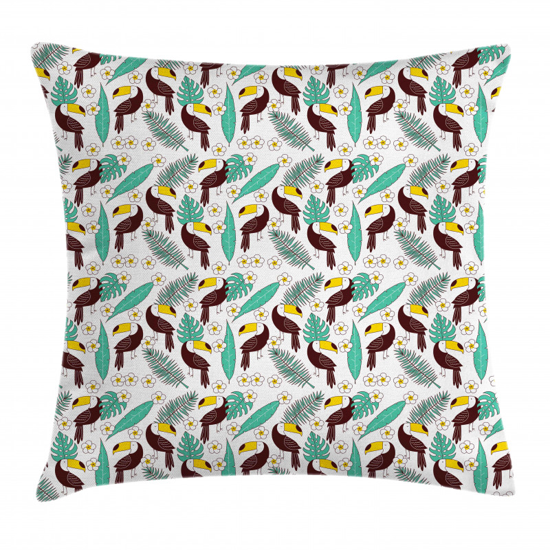 Toucan Bird Tropical Leaves Pillow Cover