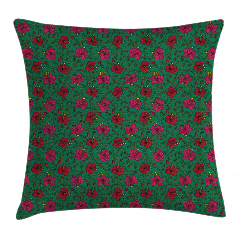 Blossoming Exotic Hibiscus Pillow Cover