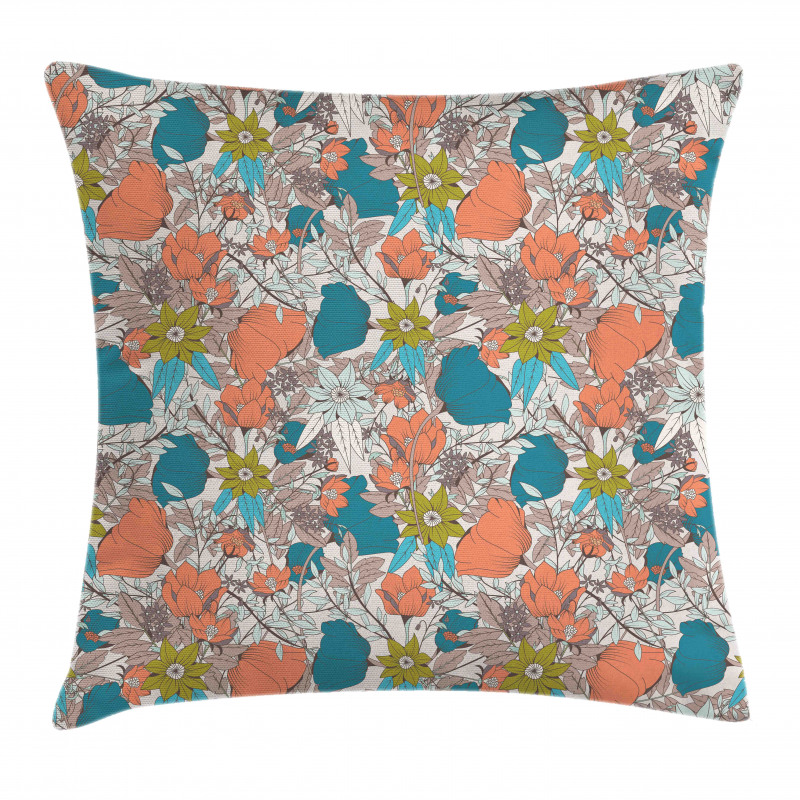 Tulips Poppy and Foliage Pillow Cover