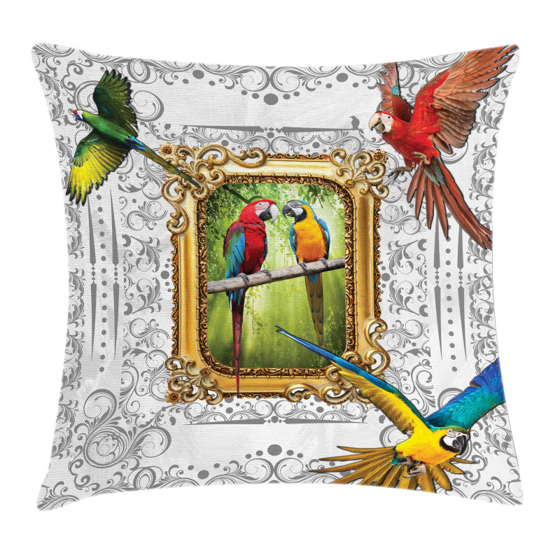 Exotic Colorful Birds Image Pillow Cover