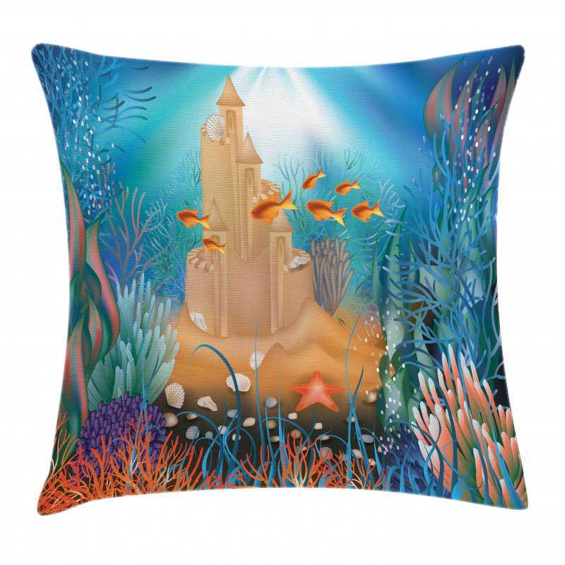 Fish Corals and Castle Pillow Cover