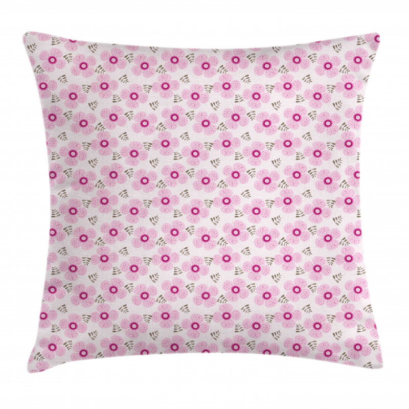 Pink Blossoms Dotted Petals Pillow Cover