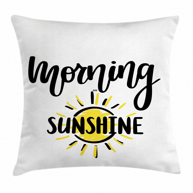 Doodle Morning Sunshine Text Pillow Cover