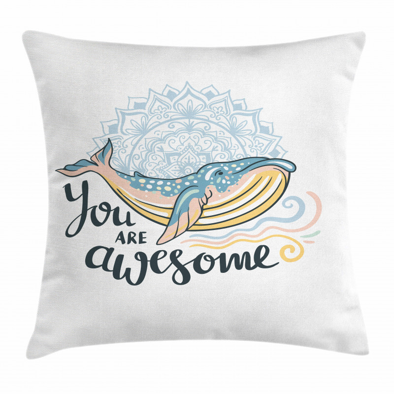 Whale Waves Pastel Pillow Cover