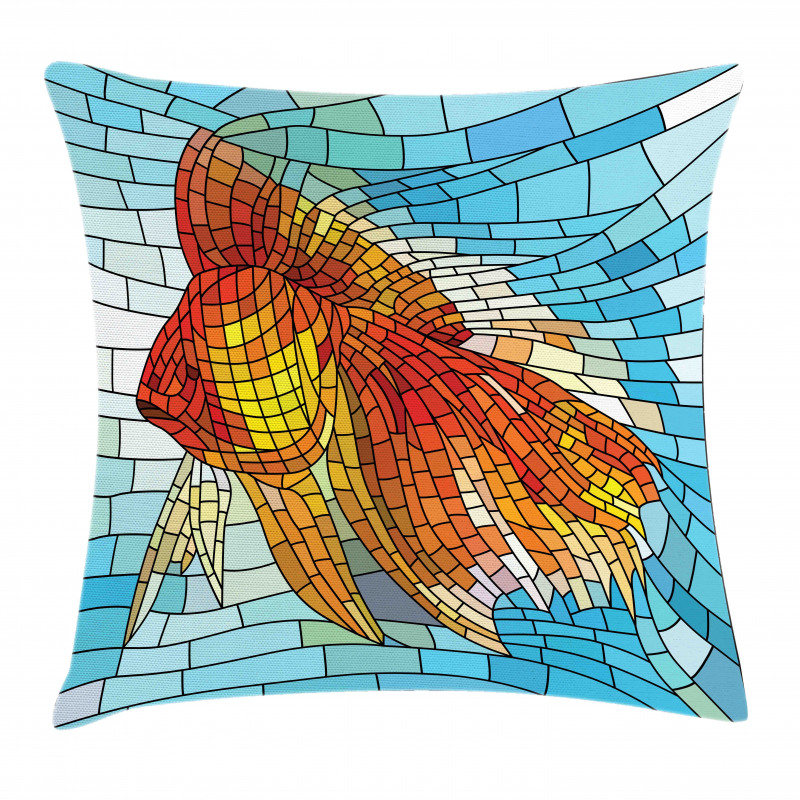 Stained Glass Mosaic Fish Art Pillow Cover