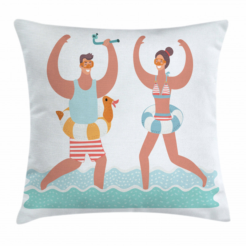 Beach Vibes with Swim Ring Pillow Cover