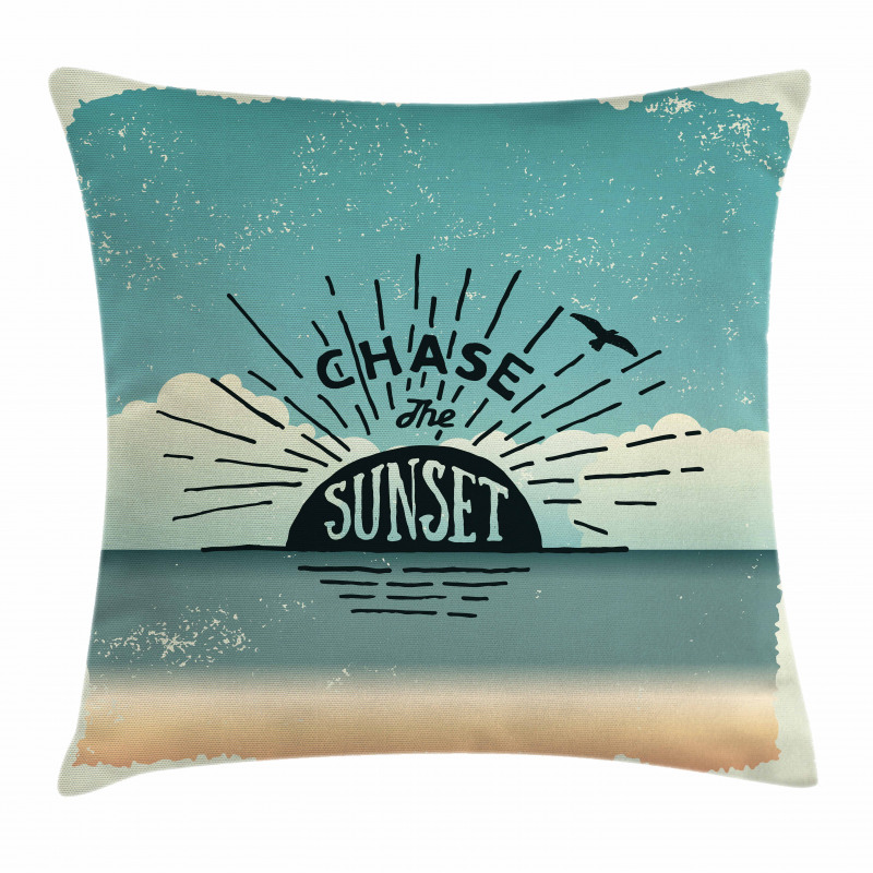 Typographic Chase the Sunset Pillow Cover