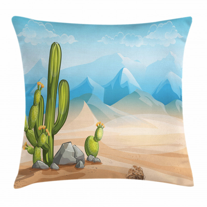 Lonely Cactus in the Desert Pillow Cover